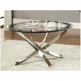 Coaster 702588 Black & Chrome Finish with Tempered Glass Coffee Table